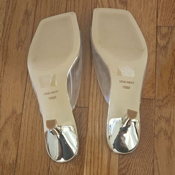 Nine West Gold and Clear Gold Women's Heels - Picture 3 of 4